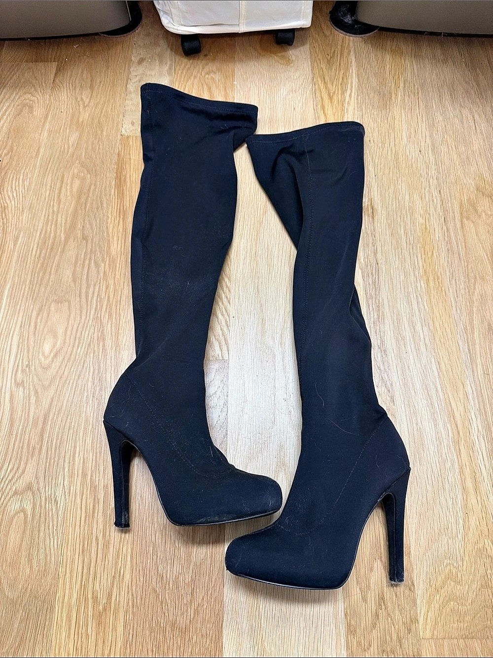 Black Over-the-Knee Heeled Boots